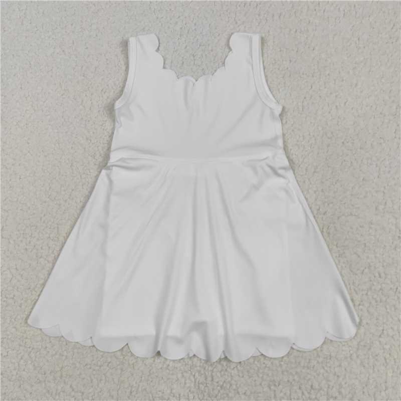 RTS GSD2370 Baby Girls White Sleeveless Yoga Knee-Length Dresses Soft Cotton Infant Girls Summer Casual Wear