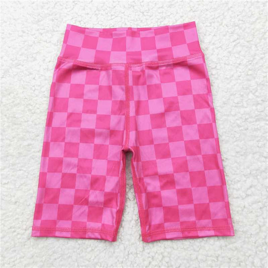 RTS SS0538 Baby Girls Pink Plaid Yoga Biking Shorts Bottoms Comfortable Cotton Breathable Soft Elastic Waistband for Infants