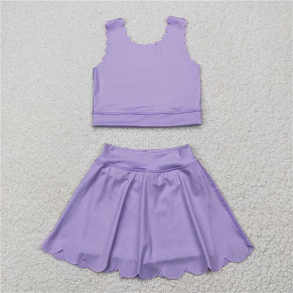Sibling Baby Girls Yoga Vest Skirt Active Wear Clothes Sets 6.6