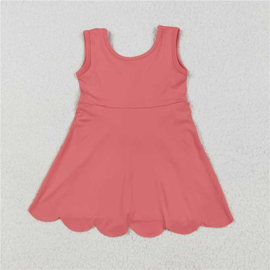 RTS GSD2350  Baby Girls Coral Sleeveless Yoga Active Knee-Length Dresses Comfortable Cotton Blend Casual Summer Dress for Toddlers