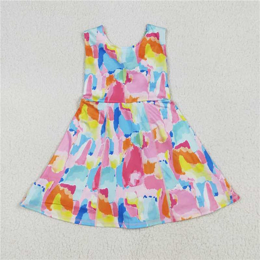 Sibling Baby Girls Sleeveless Watercolor Yoga Short Athletic Dresses 7.8
