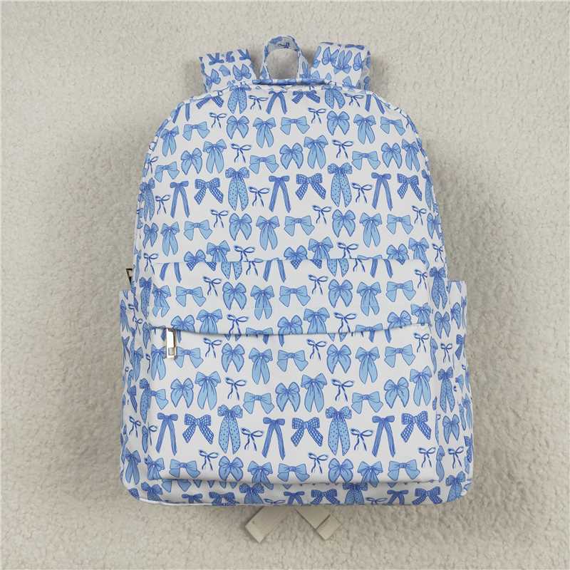 Two Colors Sibling Baby Girls Pink Blue Bows Backpacks Bags 8.7