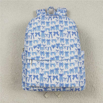 Two Colors Sibling Baby Girls Pink Blue Bows Backpacks Bags 8.7