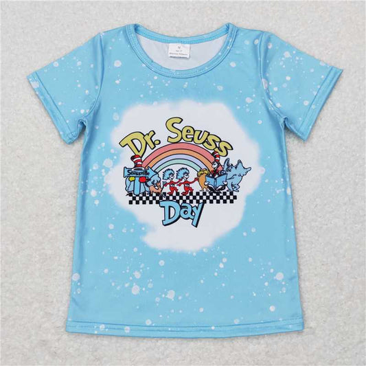 RTS GT0365 Baby Girls' Dr. Reading Short Sleeve Blue Tee Shirt Cute And Comfortable Cotton Kids' Clothing