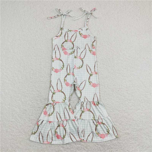 RTS SR0875 Baby Girls Easter Rabbit Ears Straps Jumpsuit with Bell Pants Cute Animal Costume for Kids