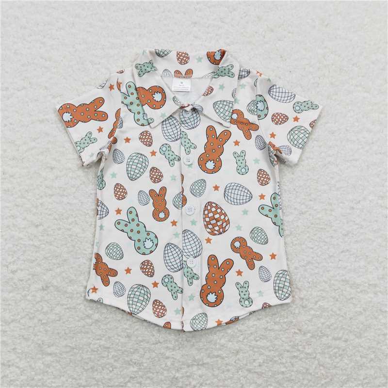 RTS BT0529 Baby Boys Top Baby Boys Easter Rabbit Buttons Tee Shirts Tops