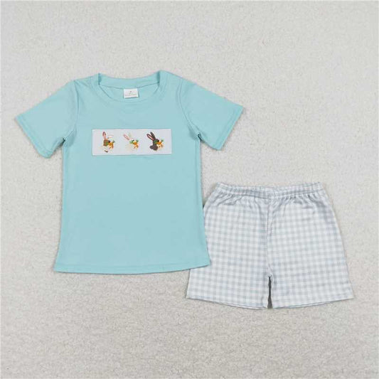 RTS BSSO0414 Baby Boys Easter Rabbit Carrot Shirt Shorts Outfits Clothing Sets