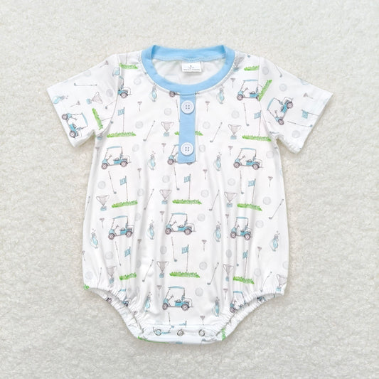 RTS SR1070 Baby Boys Romper Baby Infant Boys Golf Blue Buttons Rompers