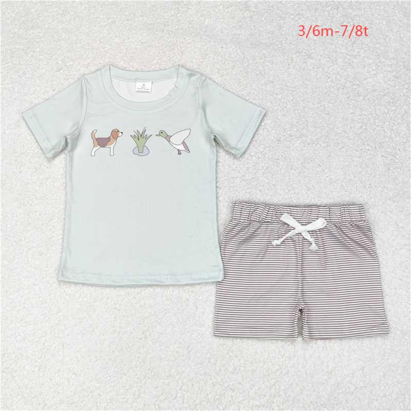 BSSO0980 Puppy Duck teal short-sleeved striped shorts suit