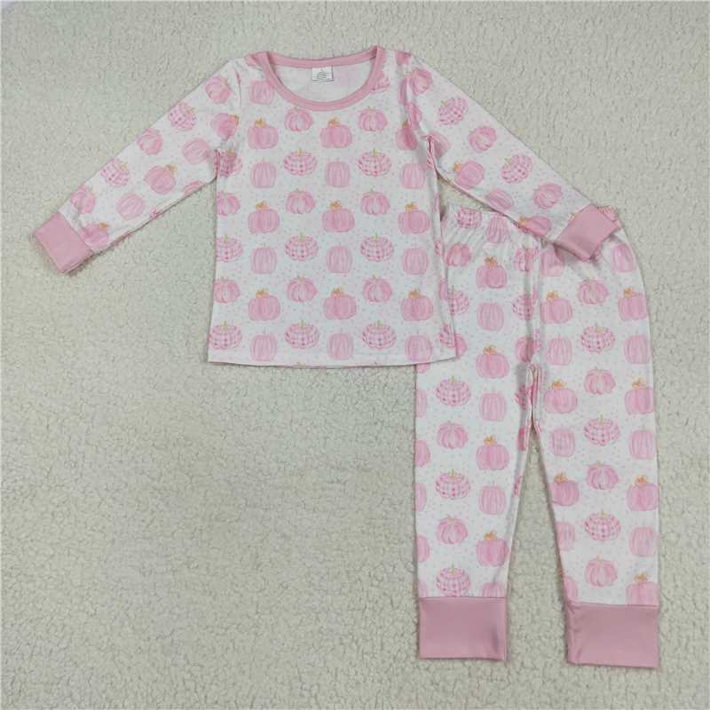 Sibling Boys Baby Girls Bamboo Pumpkins Top Pants Pajamas Outfits 7.29