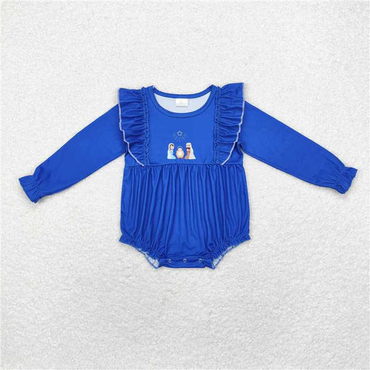 Sibling Girls Baby Boys Blue Christmas Nativity Rompers Clothes Sets