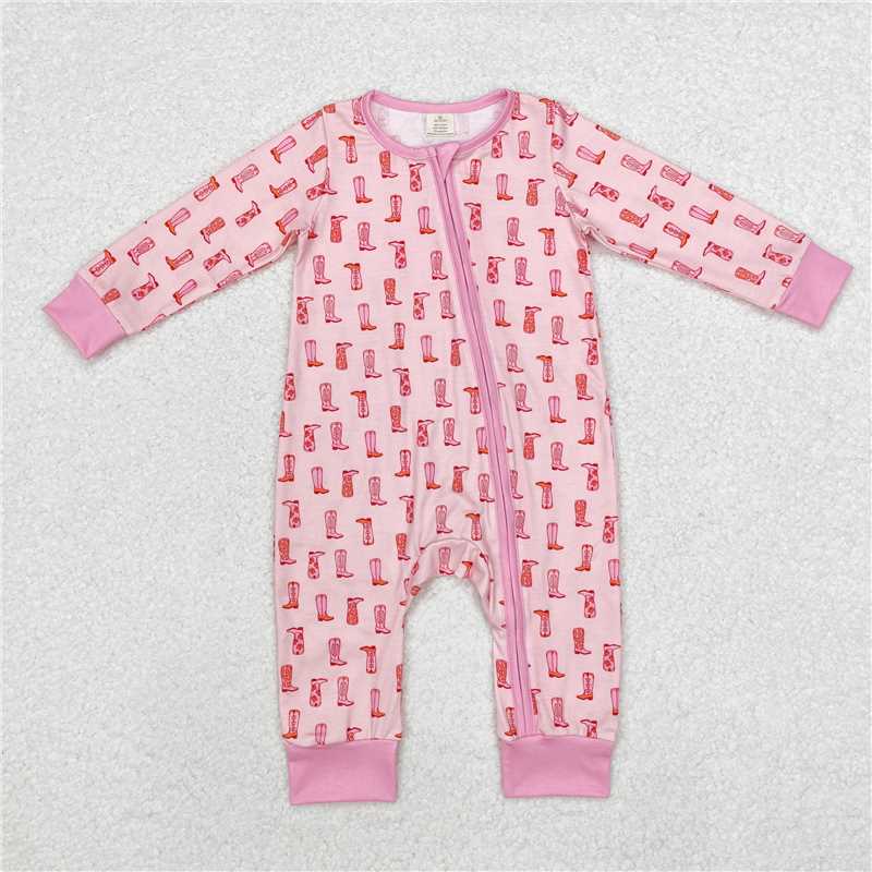 Sibling Baby Infant Boys Girls Western Bamboo Zip Rompers