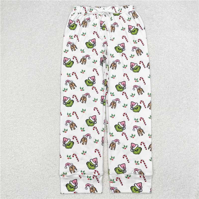 3 Colors Adult Women Christmas Green Face Bottom Pants Pajamas