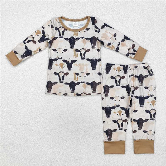 Sibling Kids Brothers Boys Western Rodeo Cows Bamboo Pajamas Clothing Sets