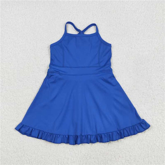 RTS S0551 Baby Girls Royal Blue Knit Knee-Length Active Wear Athletic Dresses