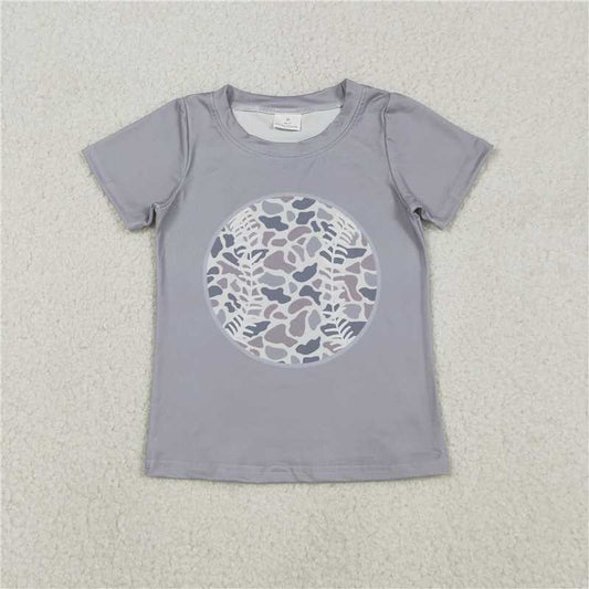 RTS BT1430 Baby Boys Top Baby Boys Short Sleeve Light Grey Camo Baseballs Team T-shirts Top