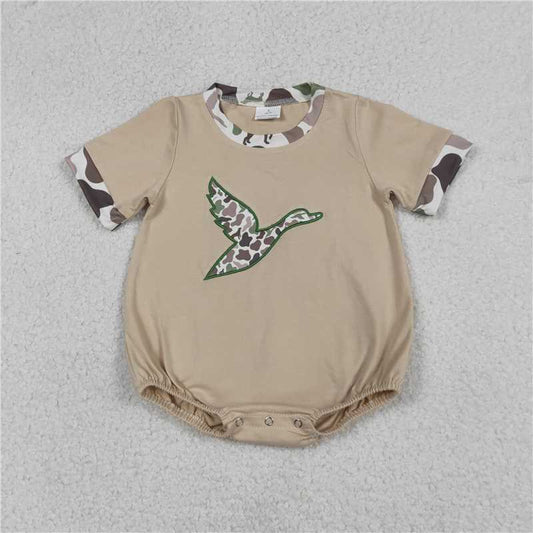 RTS SR3491 Baby Boys Romper Embroidery Camo Ducks Baby Boys Short Sleeve Hunting Rompers