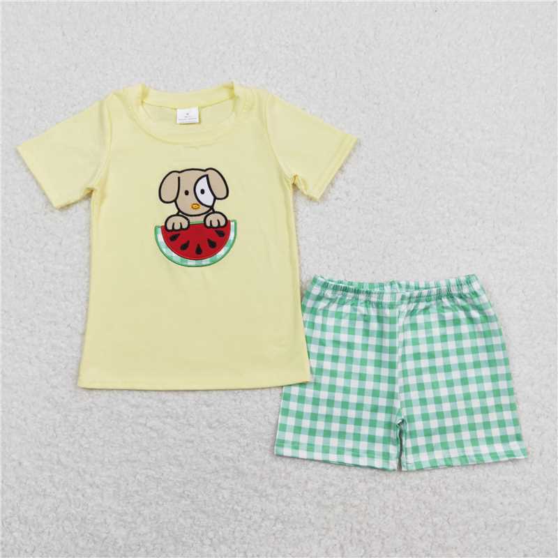 Baby Girls Dog Watermelon Sibling Boys Rompers Shorts Clothes Sets