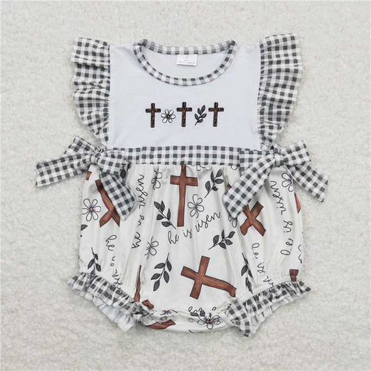 Sibling Baby Girls Boys Easter Cross Rompers Dresses Clothes Sets