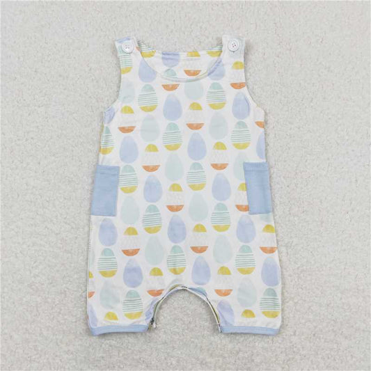 RTS SR0901 Baby Boys Romper Baby Boys Easter Eggs Sleeveless Buttons Rompers
