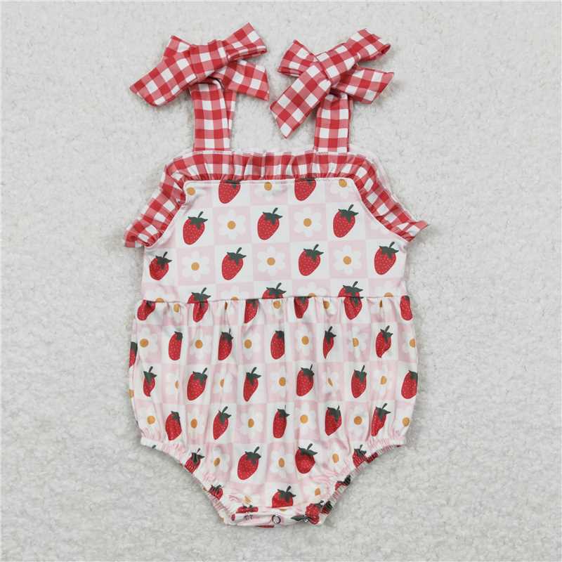 Baby Girls Strawberry Straps Sister Summer Sibling Clothes Sets