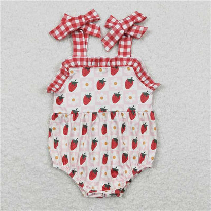 Baby Girls Strawberry Straps Sister Summer Sibling Clothes Sets