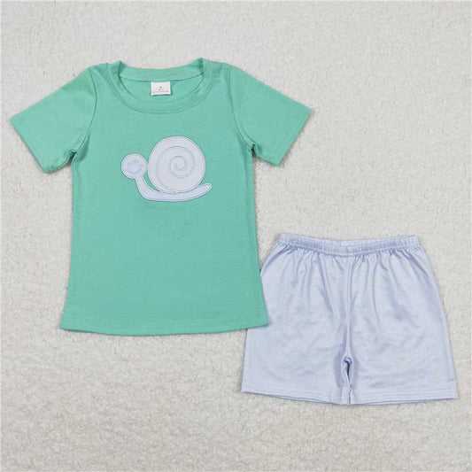 RTS BSSO0571 Baby Boys Snail Short Sleeve Tee Top Shorts Clothes Sets