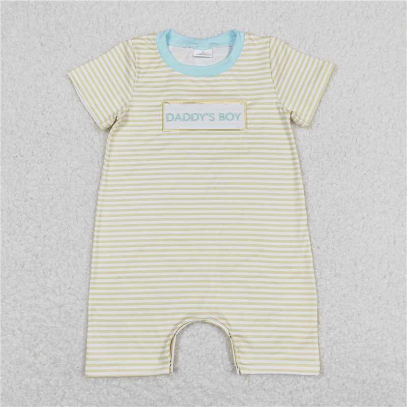 RTS SR0890 Baby Boys Romper Baby Boys Daddy's Boy Yellow Stripes Rompers