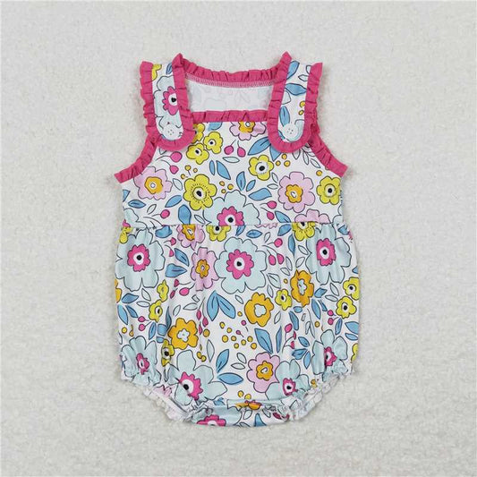 Baby Girls Pink Flowers Buttons Summer Sibling Sister Outfits Clothes Sets
