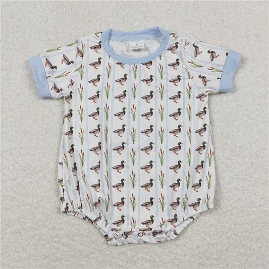 RTS SR1067 Baby Boys Romper Baby Infant Boys Duck Stripes Short Sleeve Rompers