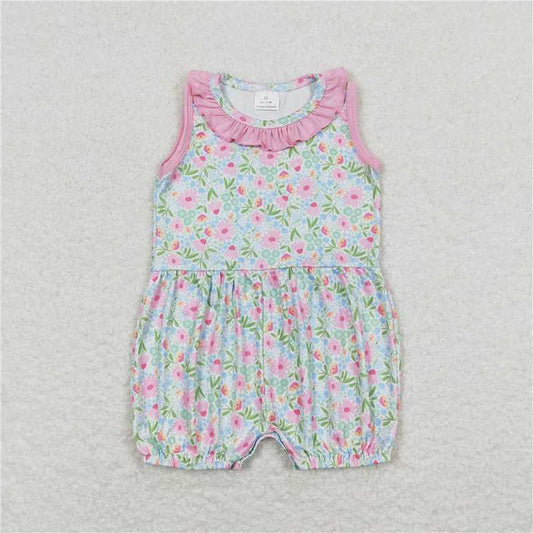 SR1262 Floral floral pink lace sleeveless onesie