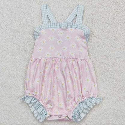Baby Girls Pink Daisy Straps Dress Rompers Sibling Sister Clothes Sets