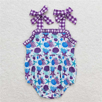 Baby Girls Straps Purple Starfish Sister Sibling Designs Clothes Sets