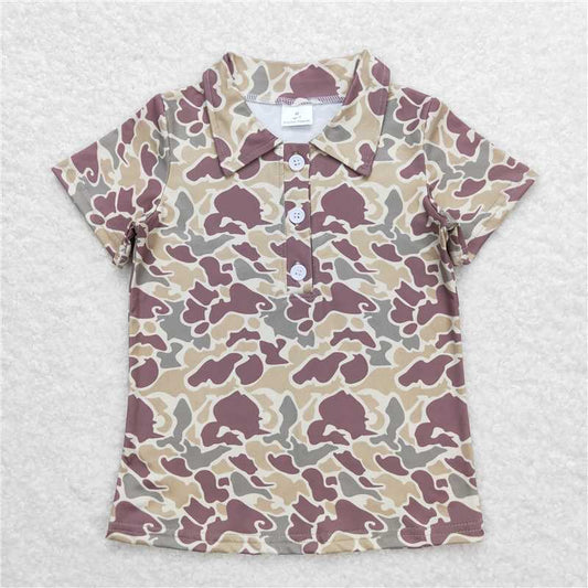 Baby Boys Sibling Brother Camo Short Sleeve Buttons Tee Shirts Tops