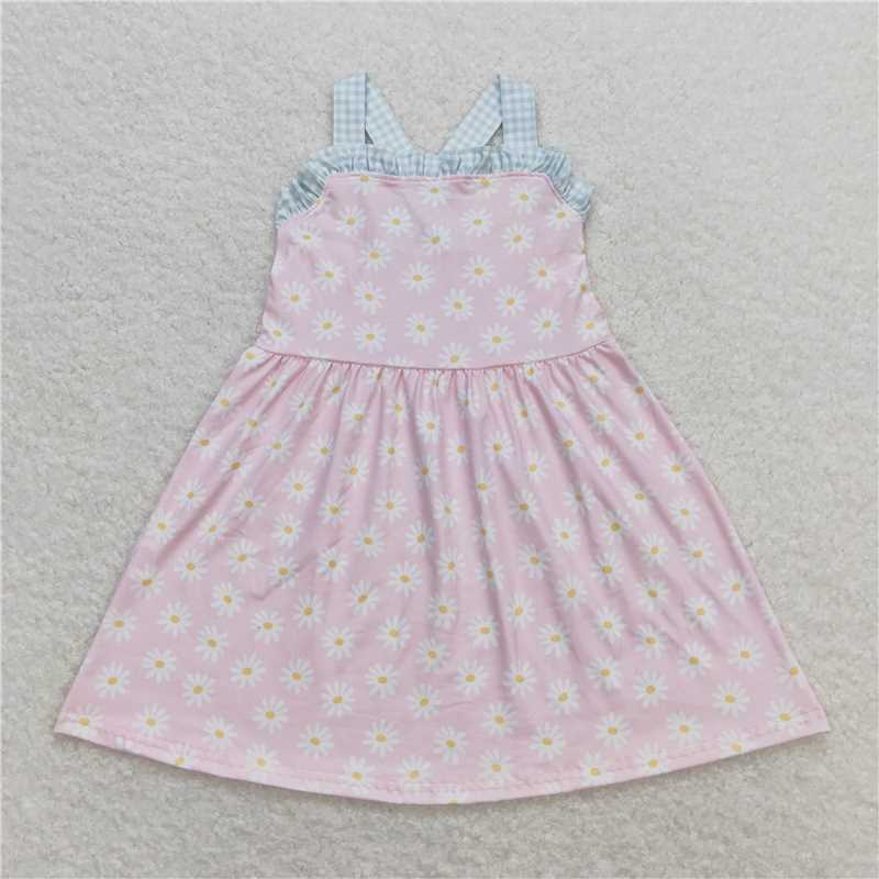 Baby Girls Pink Daisy Straps Dress Rompers Sibling Sister Clothes Sets