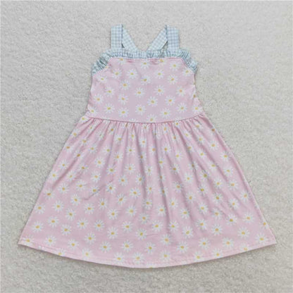 Baby Girls Pink Daisy Straps Dress Rompers Sibling Sister Clothes Sets