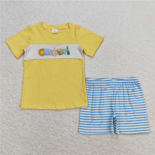 RTS BSSO0397 Baby Boys Summer Clothes Baby Boys Beach Play Summer Shirt Tops Shorts Outfits Clothes Sets