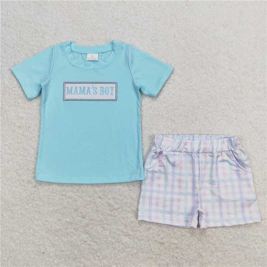 RTS BSSO0624 Baby Boys Summer Clothes Baby Boys Mama's Boy Short Sleeve Tee Shirt Top Shorts Clothes Sets