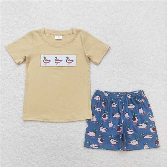 RTS BSSO0645 Baby Boys Summer Clothes Baby Boys Duck Short Sleeve Tee Top Shorts Clothes Sets