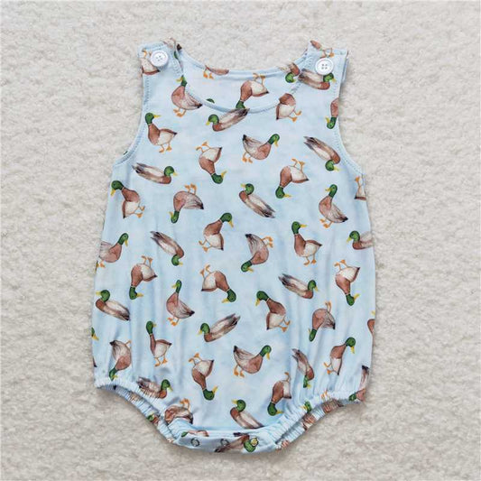 RTS SR1282 Baby Boys Romper Baby Boys Ducks Green Sleeveless Summer Rompers