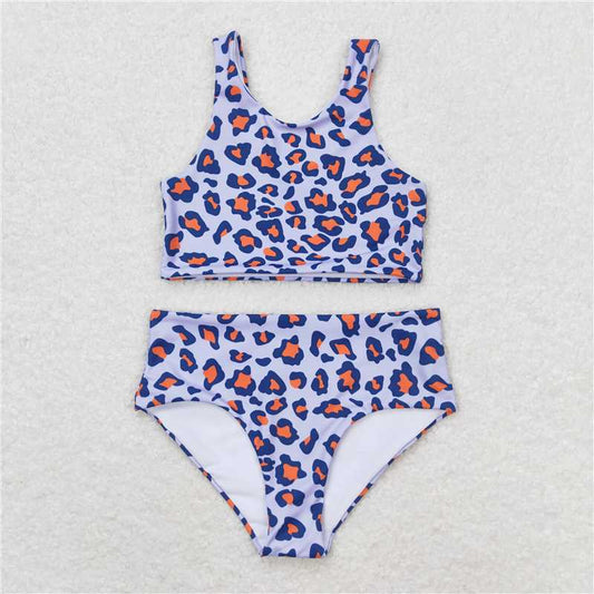 RTS S0229Baby Infant Girls Summer Sleeveless Leopard Print 2pcs Swimsuit Set Cute Animal Pattern Swimwear for Little Girls