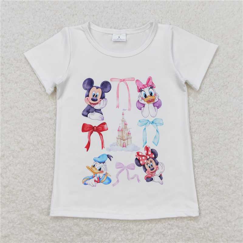RTS GT0570 Baby Girls Mouse Bow Short Sleeve Shirt Tops Cute And Fashionable Kids' Clothing