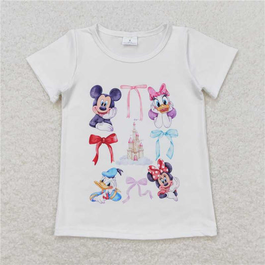 RTS GT0570 Baby Girls Mouse Bow Short Sleeve Shirt Tops Cute And Fashionable Kids' Clothing