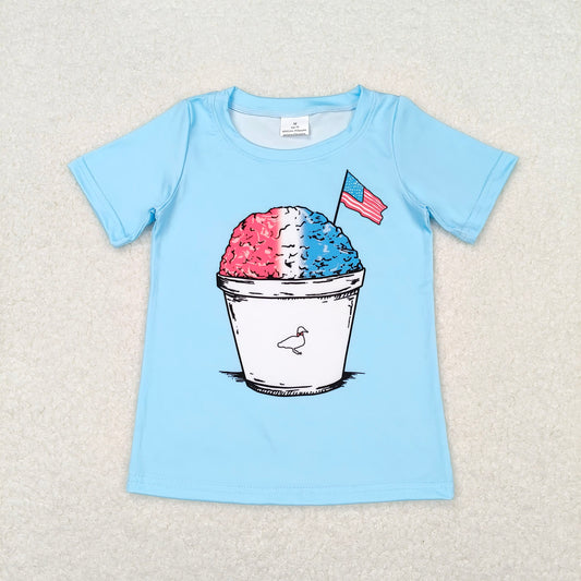 BT0648 4th of July National Day flag blue short-sleeved top