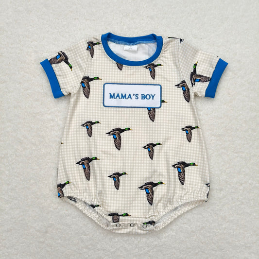 RTS SR1377 Baby Boys Romper Baby Infant Boys Mama's Boy Duck Short Sleeve Rompers