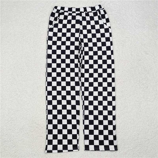 Adult Women Pink Black Checkered Two Colors Bottom Pants