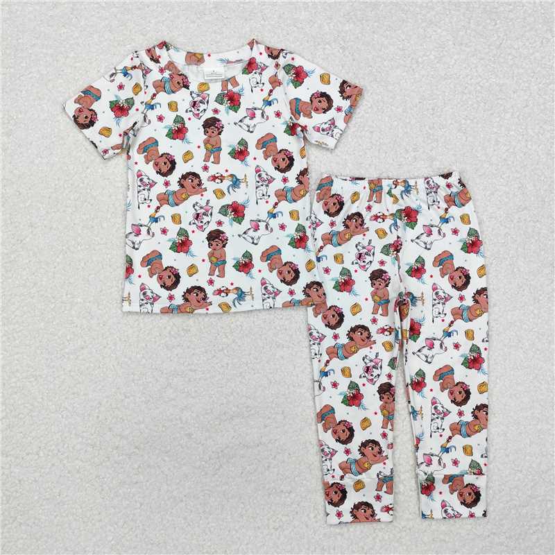 RTS GSPO1750 Baby Girl Floral Print Pajama Set Shirt And Pants Sleepwear Comfortable Soft Clothing for Infants