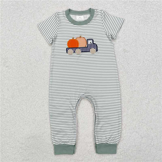 RTS SR1958 Baby Boys Romper Baby Infant Boys Pumpkin Truck Short Sleeve Rompers