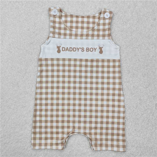 RTS SR2299 Baby Boys Romper Baby Infant Daddy's Boy Deers Checkered Rompers