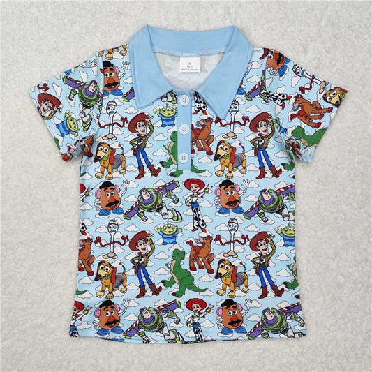 RTS BT1158 Baby Boys Top Baby Boys Toy Dogs Cartoon Short Sleeve Tee Shirts Tops